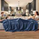 Bedsure Gentlesoft 100% Cotton Blanket King Size for Bed - Cooling Breathable and Soft for Summer, Thick Cozy Waffle Weave Blanket Gifts for Women, Navy, 104x90 inches