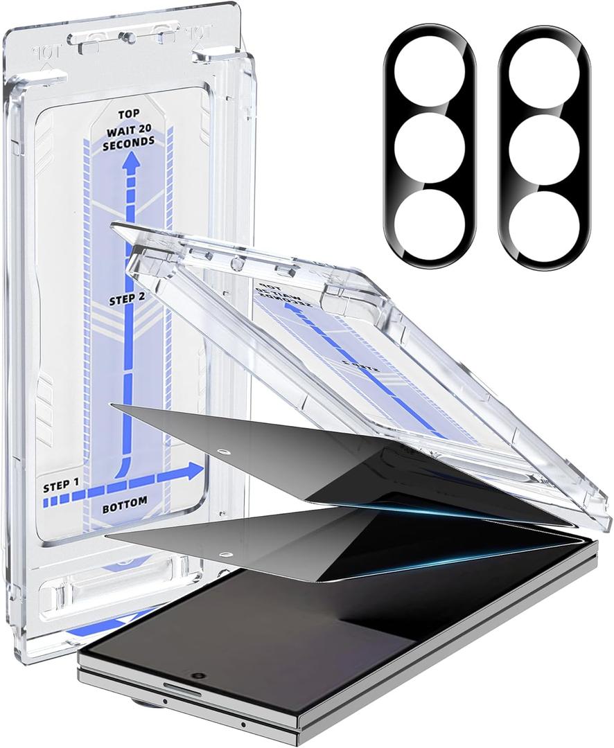 for Samsung Galaxy Z Fold 7 Privacy Screen Protector With Lens Protection Film,9H Hardness Anti-Scratch Tempered Glass, Case Friendly,(2+2 pack)