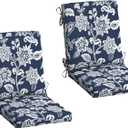 Arden 2-Pack Outdoor Patio Dining Chair Cushion, 20x44, Rain-Proof Seat Pad, Fade-Resistant Outdoor Cushion Sapphire Blue Ashland Jacobean