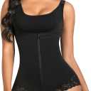 SHAPERX Women's Fajas Colombianas Shapewear Postpartum Tummy Control Body Shaper Butt Lifter Bodysuit (XX-Large, Black)