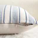Cethom Decorative Boho Throw Pillow Covers, Farmhouse Textured Pillow Case, 18 x 18 Inch Set of 2, Chair Sofa Bedroom Living Room Home Decor Couch Cushion Case, Classic Blue and Beige Striped