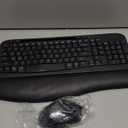 Wireless Keyboard and Mouse Combo, Wave Keys Full-Sized Ergonomic Keyboard with Cushioned Plam Rest, Phone Holder, Comfortable Natural Typing, 2.4G Cordless Set for Computer, Laptop, PC, Mac, Windows (Black)