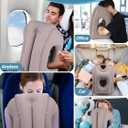 Maliton Inflatable Travel Pillow for Airplane Comfortable Sleeping to Relieve Neck and Shoulder Pain, Support Head Inflatable Pillow for Long Flights, Used for Airplanes, Cars, Trains, Office (Grey)