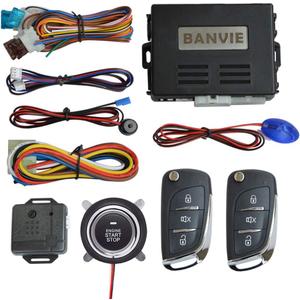 BANVIE  Car Keyless Entry Security Alarm System +  Remote Engine Starter +  Push to Start Stop Iginition Button (1.without siren)