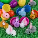 2 x 24 Pack Easter Egg Fillers with Easter Bunny Plush Easter Eggs with Toys Inside, Mini Easter Stuffed Animals Easter Eggs Hunts Party Favors Easter Basket Stuffers for Kids Toddler Teens Boys Girls