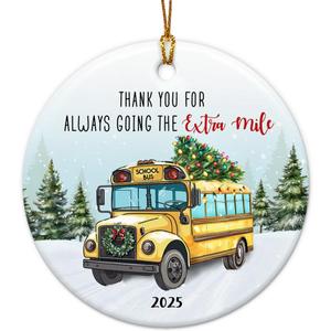 School Bus Driver Christmas Ornaments 2025 - Back to School, Thank You Appreciation Gifts for Xmas, End of Year - Bus Driver for Women, Men, School Staff Holiday Keepsake