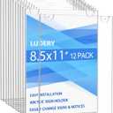 Acrylic Sign Holder 8.5 x 11 Vertical, Wall Mount Document Holder, Clear Plastic Picture Frame with Tape Adhesive and Screws for Office, Home, Store, Restaurant - 12 Pack