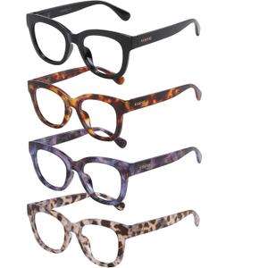 Reading Glasses for Women Men Square Oval Readers with Spring Hinge Anti UV Glare 3.5