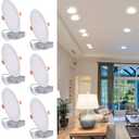 8 Inch LED Recessed Light with Junction Box, 6 Pack Ultra Thin LED Recessed Lighting.6000K Daylight, No Dimmable,18W 8" Recessed Ceiling Canless Wafer Downlight.Slim Can-Killer Lights,CRI80+