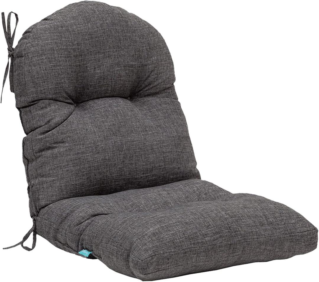 QILLOWAY Tufted Outdoor Chair Cushion Set of 2, Waterproof 43x20x4 Inch Non Slip Replacement Pad for Wicker Lounge Patio Furniture, Charcoal Grey, Black
