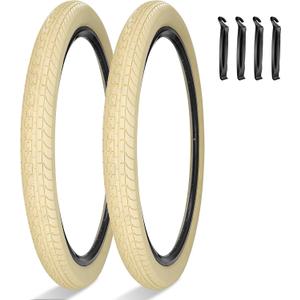 2 Pack 24/26 Inch Cream Cruiser Beach Bike Tires 24"x2.125" 26"x2.125" 26"x2.35" Foladable Replacement Beach Bike Tires for City Hybrid Bicycles