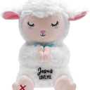 Jesus Plush Lamb Stuffed Animal - Sheep Plush Jesus Loves Me You Baptism Gifts for Boys Girl Soft Christian Baby Toys Prayer Doll for Sunday School Gifts 10 Inch