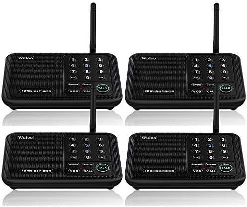 Wuloo Intercoms Wireless for Home 5280 Feet Range 10 Channel 3 Code, Wireless Intercom System for Home House Business Office, Room to Room Intercom, Home Communication System (4 Units Set, Black)