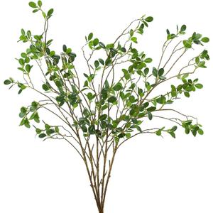 JOPY 5Pcs Faux Ficus Twig 43.3" Artificial Ficus Branches Greenery Stems Faux Green Branches for Vase Home Office Wedding Decoration