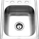 Houzer Glowtone ADA Compliant 17 inch Stainless Steel Topmount 3-hole Bar Sink with Strainer- A1722-7BS-1, 1 Pack