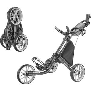 Caddytek CaddyLite EZ Fold Version 8 Golf Push Cart  Collapsible, Lightweight, 3-Wheel, One-Click Folding for Easy Storage (Dark Grey)