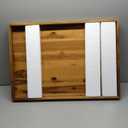 20 Inch Acacia Wood Ottoman Tray - Wooden Square Serving Tray with Handles - Extra Large Food Serving Trays for Decorative, Coffee Table, Breakfast in Bed - Charcuterie Trays Use for Kitchen