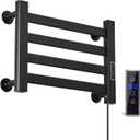 Towel Warmer Rack, Heated Towel Rack for Bathroom, Wall Mounted Wired Heated Towel Rack, Aluminum Alloy, with Timer and Temperature Adjustment, Overheat Protection Function(Small Black)