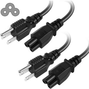 3 Prong AC Laptop Power Cord 6 Feet (2 Pack), NEMA 5-15P to C5 (Mickey Mouse) 10A 125V 18AWG, IEC-60320 IEC320 C5 to NEMA 5-15P, Laptop Power Brick Cord- ETL Listed