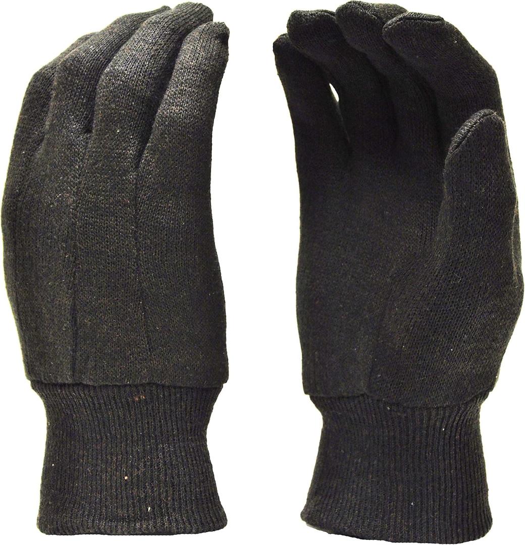 Heavy Weight 9OZ. Cotton Brown Jersey Work Gloves, Knit Wrist, Sold by Dozen (12-Pairs) - X-Large 