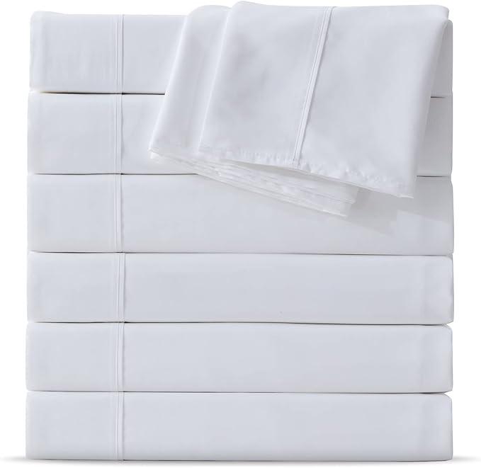 Maple&Stone Twin Flat Sheet 6 Pack,Premium Soft & Breathable,Brushed Microfiber Fabric,Anti-Shrinkage & Non-Fading,Bulk Flat Sheets Only Twin Size (White)Amazon's Choice