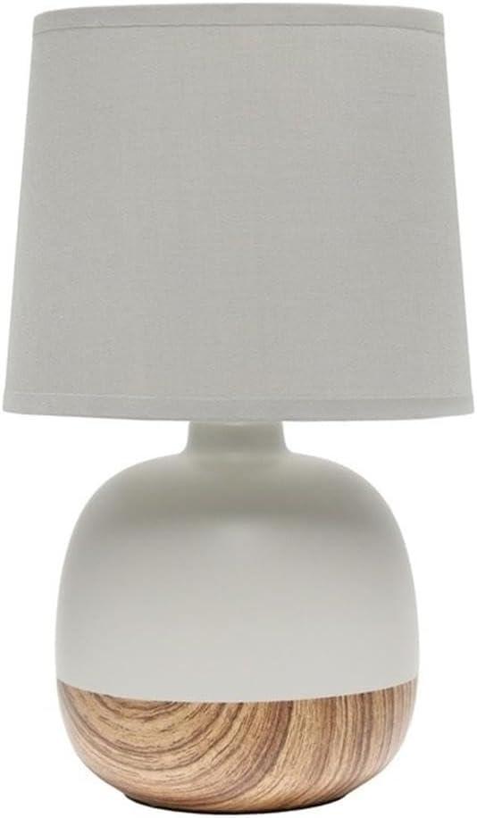 Simple Designs LT2078-LWG Petite Mid Century Table Lamp, Light Wood and Light Gray