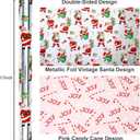 Yarcony Christmas Wrapping Paper Roll, Silver Wrapping Paper, Reversible Funny Santa Claus Theme Christmas Gift Wrap with Metallic Shine for Holiday, Gift Packaging, Celebrations (17 Inch X 33 Feet)