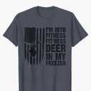 I'm Into Fitness Fit'Ness Deer In My Freezer Deer Hunting T-Shirt XL Heather Blue