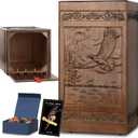 Urns for Human Ashes Adult Man, Urn for Ashes Adult Male Female, Hand-Carved Wooden Memorial Eagle Urn, Cremation Urns with Box, Stones, Dried Flowers Card, Holds 250 Cubic Inches