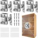 Glass Cabinet Door Hinges, 304 Stainless Steel, Hydraulic Soft Close, Magnetic Latch,Door Hinge for 4-9mm Thickness, Durable (4PCS-Glass Door Hinges-Silver)