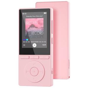 64GB MP3 Player with Bluetooth 5.3, Music Player with HiFi Sound for Sports Runners, 2.4" Screen MP3 Player Built in HD Speaker Voice Recorder E-Book, Expanded Up to 128GB, Earphone Included, Pink