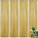 Gold Sequin Backdrop Curtain 4 Pieces 2FTx8FT Glitter Photography Backdrop for Party Wedding Birthday Christmas Decorations