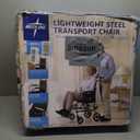 Medline Lightweight Steel Transport Chair, Folding Chair is Portable, Large 8in Back Wheels, 19in Wide Seat, Red