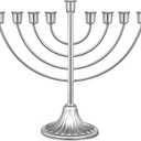 Hanukkah Candle Menorah, Traditional Classic 9 Rounded Branch Mini Menorah, 7.28x8 inch Silver Chanukah Candle Minorah Holy Land Table Centerpiece Home Decor