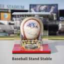 2 x NIUBEE Baseball Display Stand and Card Holder, Acrylic Baseball Stand with Red Base, Suitable for Golf Ball, Softball, Tennis Ball (2-Pack)