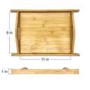 Bam & Boo Natural Bamboo Serving Tray with Handles and Stylized Accents for Kitchen, Bathroom, Décor (9" x 8")