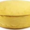 Velvet Floor Pillows Round Chair Cushion Couch Throw Pillow Soft Pouf Seat Mattress Bean Bag for Reading Nook Play Room (19.7",Yellow)
