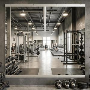 Home Gym Mirror, 48" x 25" - 2PCS, Large Full Length Mirror Wall Mounted for Yoga, Frameless Tempered Glass Wall for Home Gym, Dance Studio, Living Room, Bathroom