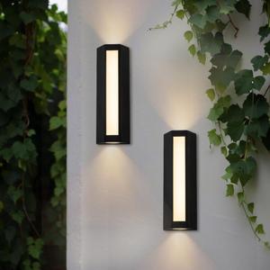 2-Pack Dimmable LED Outdoor Wall Lights, Black Modern Exterior Up Down Porch Light Wall Mount, 10W 11.8 Wall Sconce for House, Patio, Commercial Lighting Fixtures