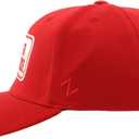 ZHATS Men's Standard NCAA Officially Licensed Fitted Hat ZH Patch Defer Team Color, Medium (Red, M)