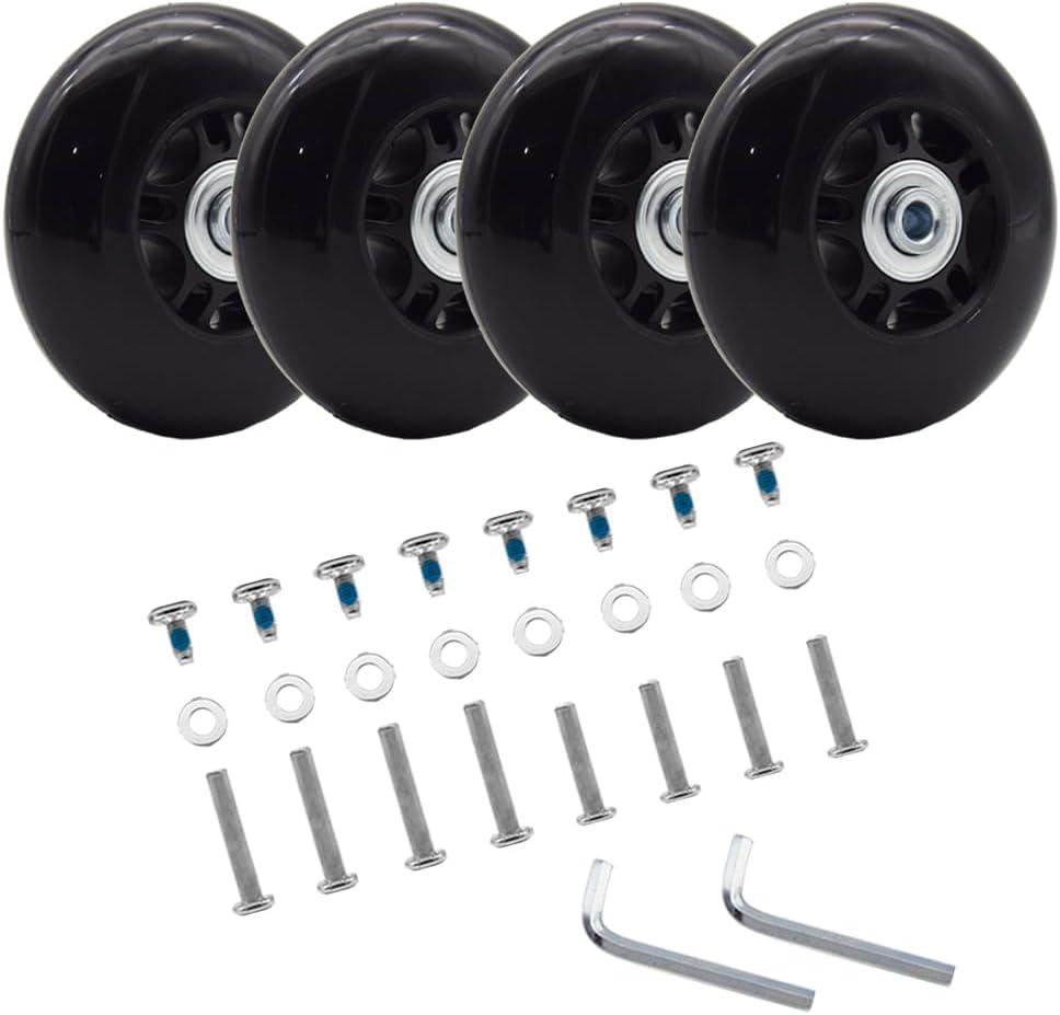 4 Pcs Luggage Suitcase Replacement Wheels 80x24mm Wear-Resistant Luggage Wheels Rubber Rotating Wheel Low Noise for Trolley Travel Case Carry-on Roller Bag (SXL/80x24mm)