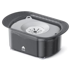 Dog Water Bowl, 2.2L No Spill Water Bowl for Dogs,with Suction Cup Foot Pad Reduce Refill, Anti Splash No Mess Dispenser Dripless Slow Drinking Water Bowl for Sloppy Messy Drinkers (Gray)