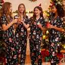 TUONROAD Girl's Christmas Pajamas Set & Casual Lapel 2pcs Button Sleepwear Size 12-14 (Black)