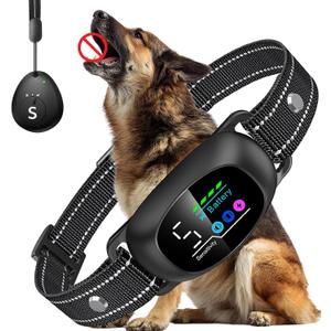 Dog Bark Collar with Remote  2-in-1 Automatic & Manual Modes, Smart Anti Bark Dog Training Collar with Beep, Vibration & Shock, 330FT Range, IP67 Waterproof, Rechargeable (8-150lbs) (BLACK)