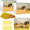 AmazingSpark 2 Set Grassland Diorama Box and Fake Grass Decor, Africa Safari Animal Diorama Project Supplies Set, Cardboard Display Case Kit & Artificial Grass with Double Sided Tapes for DIY Crafts
