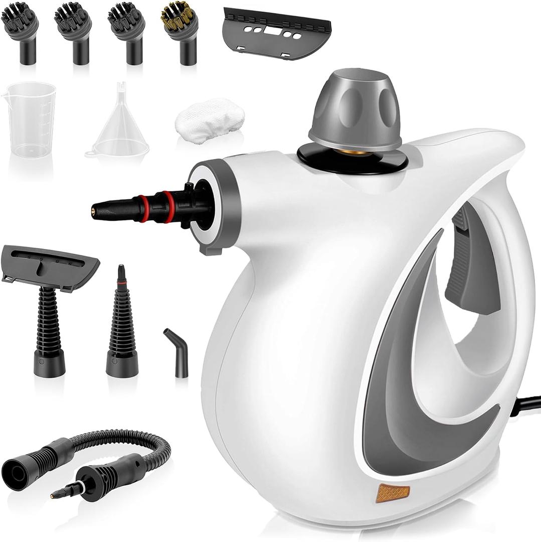 Pressurized Handheld Steam Cleaner for home with 12pcs Accessories & Safety Lock Multi-Surface Natural Deep Steamer for Cleaning Car, Furniture, Floor, Upholstery, Tile, Grout, Windows(dark gray)