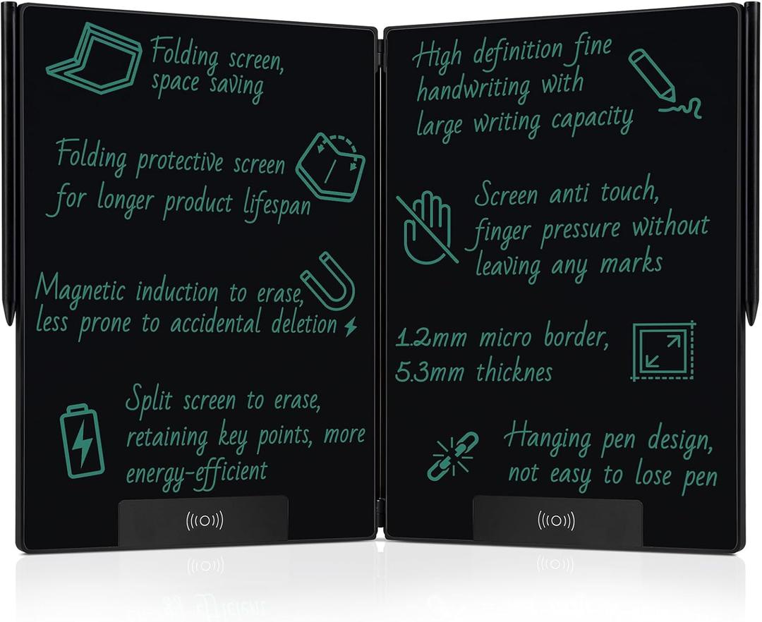 LCD Writing Tablet for Adults: 14.3 Inch Fold Full Screen Drawing Tablet Reusable Erasable Digital Notepad for Gift Birthday