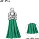 uxcell 200 Pcs Keychain Tassels, Bulk Leather Tassels for Crafts Colored Tassel Pendants for Acrylic Blanks, Earrings, Keychain Bracelets and Jewelry Making, Light Green