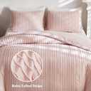WARMDERN Pink Tufted Duvet Cover Set Queen Size, Striped Textured Duvet Cover Boho Bedding Set, 3 Pcs Ultra Soft Washed Microfiber Duvet Cover with Zipper Closure (Queen, Pink)