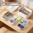 4-Layer Plastic Craft Storage Containers with Removable Trays,Multipurpose Craft Organizer and Storage Box with Lids and Handle,Clear Art Supply Storgae Organizer for Organizing Tool,Sewing,Bead